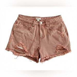 POL Distressed Denim Shorts Pink Size Small Raw Hem Boho NWT